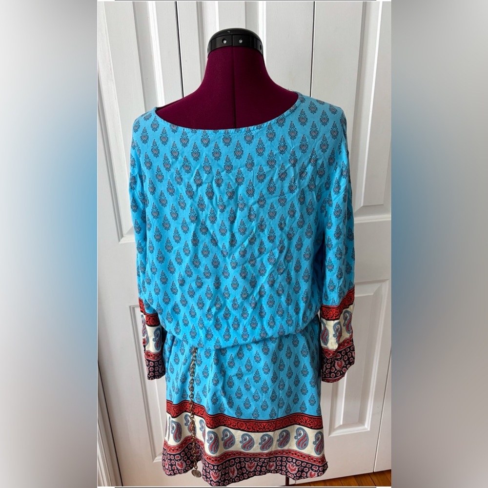 Boho Long Bell Sleeve Tunic Dress Or Beach Coverup.